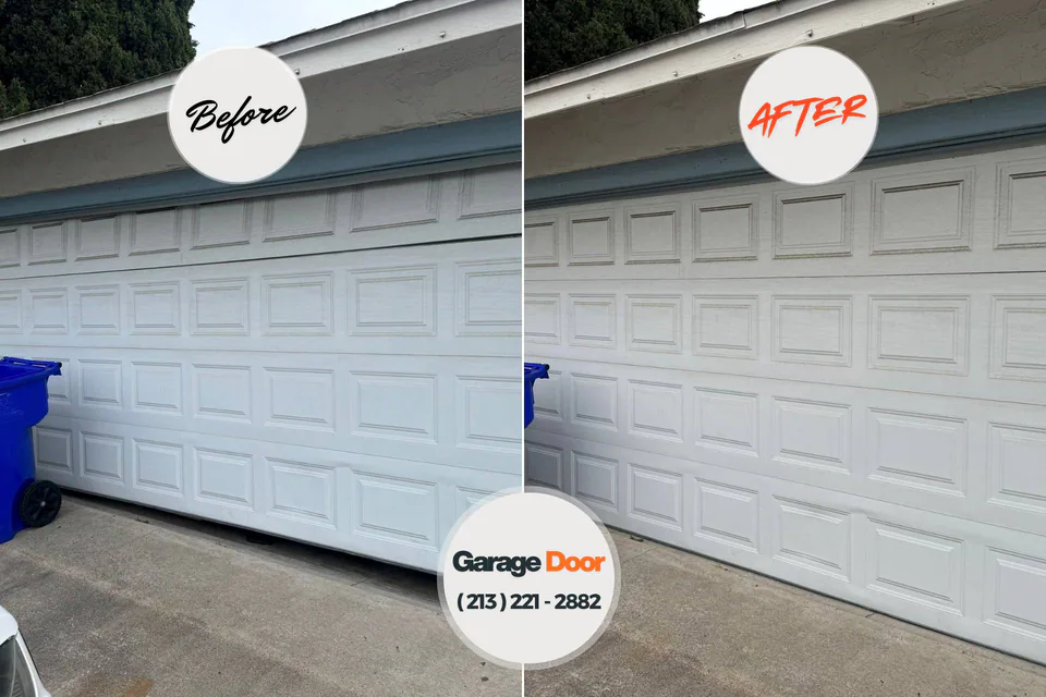 Before and after: garage door repair Merlin, OR